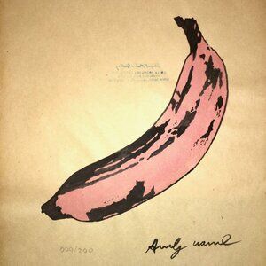 ANDY WARHOL ORIGINAL SIGNED PINK BANANA PAINTING/PRINT 9X11 SIGNED AND NUMBERED